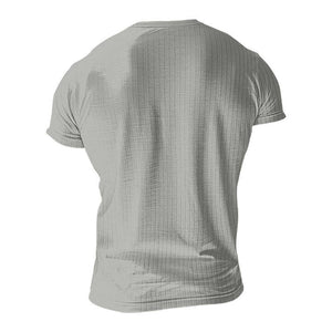 Men's Casual Stretch Knit Short Sleeve Henley T-Shirt