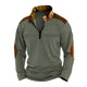 Men's Colorblock Zipper Stand Collar Long Sleeve Casual Sweatshirt
