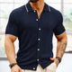 Men's Lapel Contrast Color Single-Breasted Sweater POLO Shirt