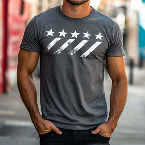 Men's Retro Casual Geometric Print Round Neck Outdoor Short Sleeve T-Shirt