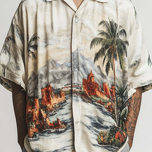 Men's Landscape Printed Casual Short Sleeve Shirt