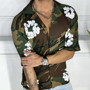 Men's Outdoor Camo Print Short Sleeve Shirt