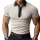 Men's Summer Comfortable Light Khaki Polo Neck Short Sleeve T-Shirt