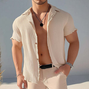 Men's Summer Textured Short Sleeve Casual Shirt