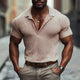 Men's Solid Color Woolen Slim Fit Short-sleeved Polo Shirt