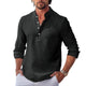 Men's Waffle Stand Collar Rolled Sleeve Long Sleeve Shirt
