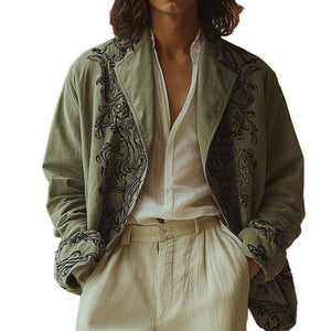 Men's Western Vintage Embroidered Shirt Coat