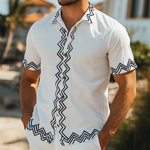 Men's Fashion Casual Spring And Summer Vacation Printed Short Sleeve Shirt