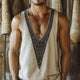Men's Simple Printed V-Neck Tank Top