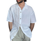 Men's Solid Color Lace Spliced Lapel Long Sleeve Shirt
