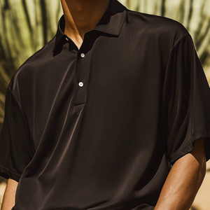 Men's Stylish Satin Lapel Oversized Short Sleeve Polo Shirt