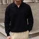 Men's Solid Color Lapel Long Sleeve Knit Polo Shirt