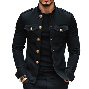 Men's Vintage Casual Solid Lapel Button Jacket