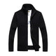 Men's Casual Stand Collar Zipper Slim Fit Knit Cardigan