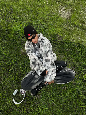 Heavy-Duty Faux Lambswool Tie-Dye Urban Jacket