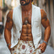 Men's White Fashion Suit Collar Linen Vest