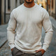 Men's Retro Casual Solid Color Waffle Round Neck Long Sleeve T-Shirt