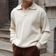 Men's Solid Color Lapel Long Sleeve Knit Polo Shirt