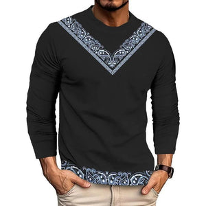 Men's Printed Casual Round Neck Long Sleeve T-Shirt