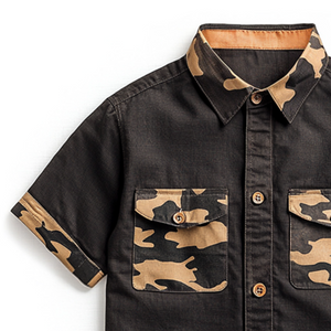 Men's Retro Casual Camouflage Printed Button Lapel Short Sleeve Shirt