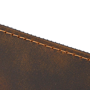 Men's Vintage Crazy Horse Leather Large Capacity Zip Long Wallet