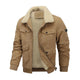 Men's Casual Lapel Corduroy Thickened Lambswool Multi-Pocket Zipper Jacket
