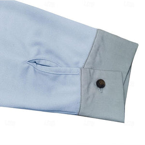 Men's Colorblock Long Sleeve Lapel Polo Shirt