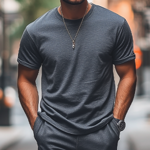 Men's Spring Fashion Casual Loose Bamboo Cotton Blended T-shirt Cambered Casual Pants Set