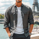 Men's Casual Skin-friendly Dark Gray Cotton And Linen Long-sleeved Shirt