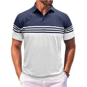 Men's Casual Striped Short Sleeve POLO Shirt