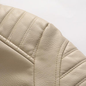 Men's Vintage Hooded Fleece Warm Zip-Up Slim Fit Leather Jacket