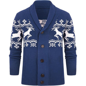 Men's Elk Jacquard Knit Cardigan Jacket