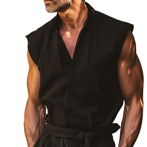 Men's Simple Wide Shoulder Sleeveless Shirt