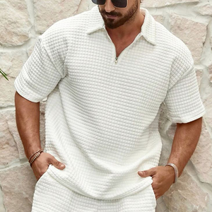 Men's Spring And Summer Casual Skin-friendly Waffle Pullover T-shirt Shorts Set