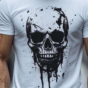 Men's Retro Casual Skull Print Round Neck Short Sleeve T-Shirt