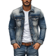 Men's Vintage Denim Heavy Wash Lapel Single Breasted Slim Fit Jacket