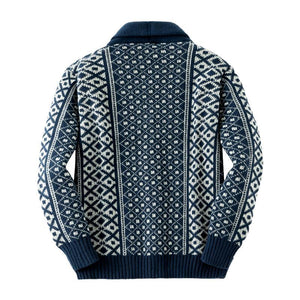 Men's Vintage Jacquard Shawl Collar Single Breasted Knit Cardigan