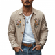 Men's Casual Linen Floral Embroidery Lapel Loose Long Sleeve Shirt