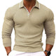Men's Solid Color Lapel Slim Fit Long Sleeve Polo Shirt
