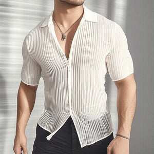 Men's Summer Lightweight Textured Slim-Fit Short-Sleeved Shirt