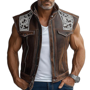 Men's Leather Embroidered Personalized Vest