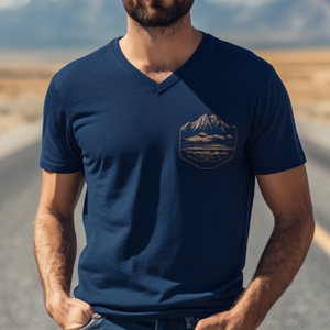 Men's Casual V-Neck Yellowstone Park Series Printed Cotton Short Sleeve T-Shirt