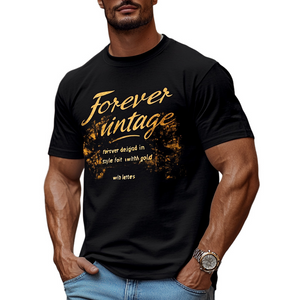 Men's Letter Print Short Sleeve Cotton T-Shirt