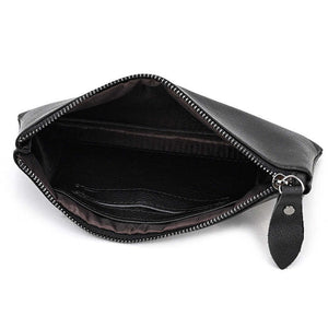 Men's Vintage Crazy Horse Leather Large Capacity Zip Long Wallet