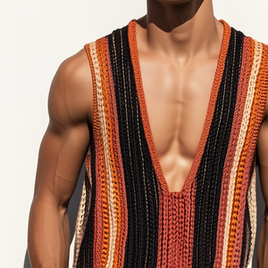 Men's Retro Casual Knit Striped Tank Top