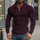 Men's Half-zip Small Square Stand Collar Long Sleeve T-shirt