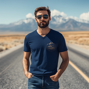 Men's Casual V-Neck Yellowstone Park Series Printed Cotton Short Sleeve T-Shirt