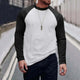 Men's Retro Casual Colorblock Round Neck Long Sleeve T-Shirt