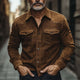 Men's Vintage Brown Suede Long Sleeve Shirt
