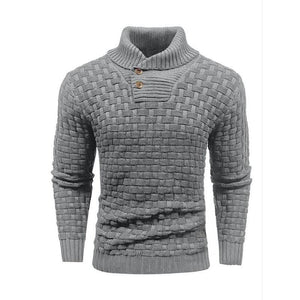 Men's Casual Jacquard Knit Lapel Sweater